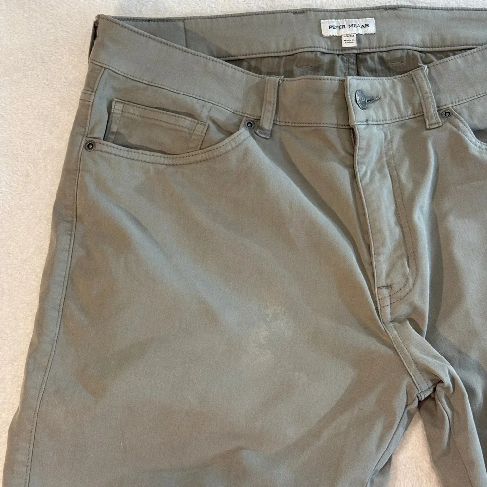 Peter Millar Mens 5-Pocket Pants grey Khaki 35x32 Straight Leg Twill